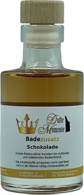 Produktbild von Badezusatz Schokolade 100ml - hochwertiges Badeöl in attraktiver Glasflasche mit Korkmündung von Dufte Momente