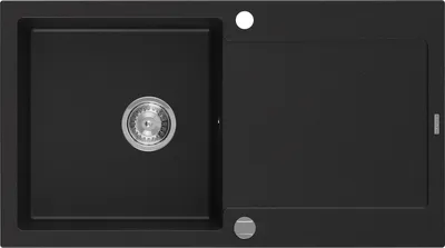 Produktbild von Mexen Leo Granitspüle mit einem Becken und einer Abtropffläche 900 x 500 mm, Schwarz - 6501901010-77