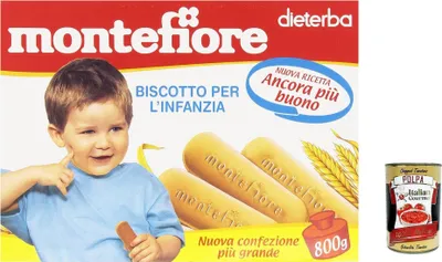 Produktbild von 6x Montefiore - Biscotto per l'Infanzia, dal 4 mese - 800 g + Italian Gourmet polpa 400g