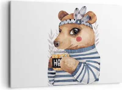 Produktbild von Bild auf Leinwand - Leinwandbild - Einteilig - Anthropomorphisierung Bär Kinder - 100x70cm - Wand Bild - Wanddeko - Wandbilder - Leinwanddruck - Bilder - Wanddekoration - Leinwand bilder AA100x70-4367