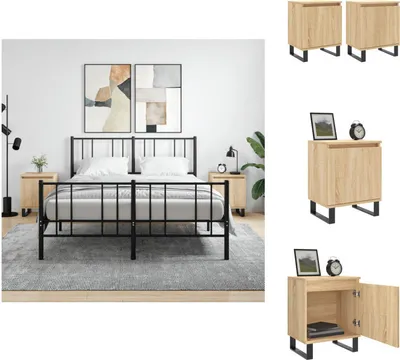 Immagine prodotto di vidaXL Comodini 2 pezzi rovere Sonoma 40x30x50 cm materiale a base di legno - Comodini