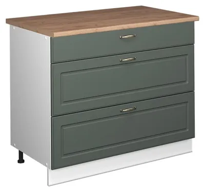 Immagine prodotto di Mobiletto base per cucina Vicco Fame-Line Verde-oro rustico/Bianco 100 cm, PL Rovere, Model 61992