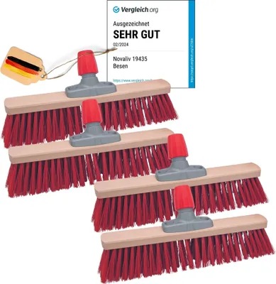 Produktbild von Novaliv 4x Straßenbesen 40 cm Besenkopf  I  ohne Stiel I Elaston rot I  Besen für draußen I Industriebesen Gartenbesen Schneebesen Allzweckbesen