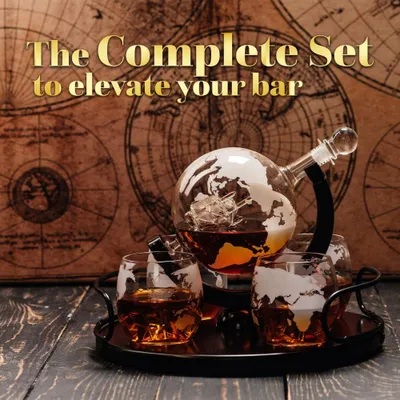Produktbild von Kemstood 8-in-1-Whisky-Dekanter-Set –  2 Gläser