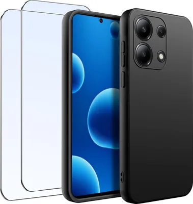 Immagine prodotto di SET Custodia per Xiaomi Redmi Note 14S Nero opaco Silicone + 2 PEZZI VETRO