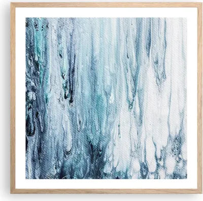 Produktbild von Gerahmtes Poster - Rahmen in heller Eiche - Abstraktion Prellung Blau - 60x60 cm - Wand Bild - Wanddeko - Wandbilder - Kunstposter - Wandposter - Bilderrahmen - Bilder - Kunstdruck - P2NAC60x60-4380