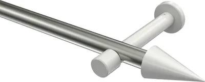 Produktbild von Interdeco Gardinenstange / Vorhangstange Edelstahl-Optik / Weiß, Typ Prestige Savio (Kegel) ohne Ringe, 20 mm Ø 1-läufig, 520 cm