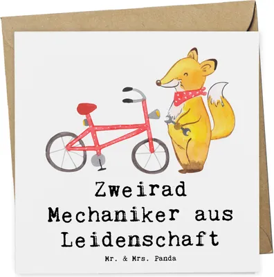 Produktbild von Mr. & Mrs. Panda Deluxe Karte Zweirad Mechaniker Leidenschaft - Weiß - Geschenk, Grußkarte, Glückwunschkarte, doppelkarte, anlasskarte, faltkarte, Klappkarte