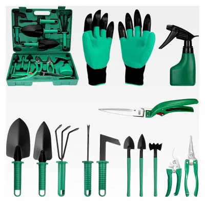 Produktbild von Gartenwerkzeug, 13-teiliges Set mit Aufbewahrungsbox für Gartenliebhaber (Grün)