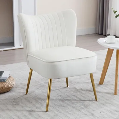 Image de Fauteuil sans accoudoirs - Fauteuil relax - Fauteuil d'accent - Fauteuil en velours - Confort luxueux