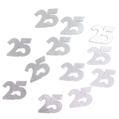 Produktbild von 12x Jubiläumszahl 50 gold o. 25 silber Streuzahlen silberne goldene Hochzeit, Farbe:silber