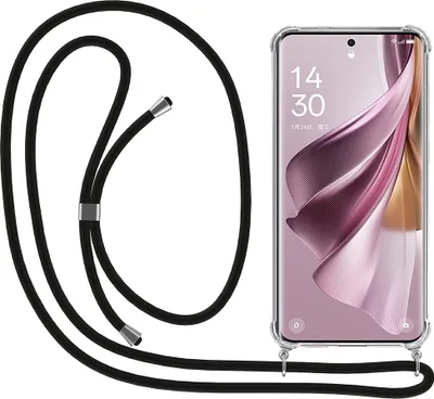 Obrázek produktu pro Smartphonica Pouzdro na telefon vhodné pro Oppo Reno 10 Pro Plus s kabelem a nárazníkem - pouzdro s kabelem na telefon - TPU zadní kryt Pouzdro odolné proti nárazu se šňůrkou na krk - průhledné