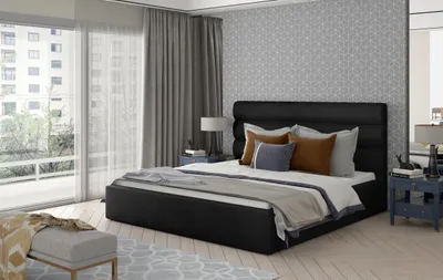 Produktbild von Doppelbett mit Polsterung 160x200 LUNESTO 1 - schwarz 1