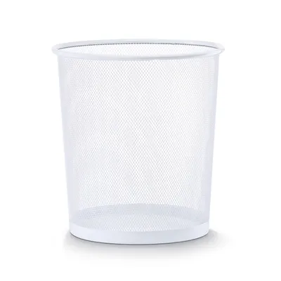 Produktbild von Papierkorb Mülleimer für Büro, Bad, Jugendzimmer & Kinderzimmer 14,5 Liter, Ø26 x 28 cm, Metallgeflecht, rund, weiß