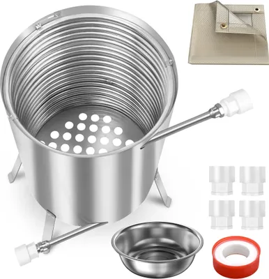 Produktbild von Podgrzewacz basenowy TRMLBE ze stali nierdzewnej z matą ogniową i pojemnikiem na popiół, podgrzewane wiadro basenowe z przyłączami 32/38 mm, do grilla basenowego