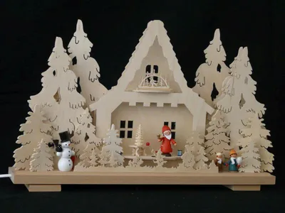 Produktbild von Schwibbogen mit Weihnachtsmann Kinder und Beleuchtung BxHxT 50x32x7cm NEU