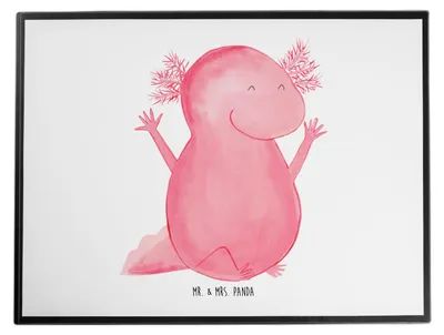 Produktbild von Mr. & Mrs. Panda schreibtischunterlage Axolotl Hurra - Weiß - Geschenk, Motivation, Schreibunterlage, Fröhlich, Spaß, schreibtischunterlagen, Lurch, schreibauflage