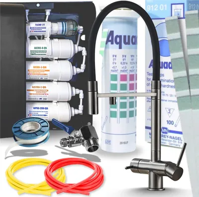 Obrázok produktu pre Kuchynská batéria Ari HighFlex, 3-cestná s filtrom vody, výsuvná a otočná výlevka 360, grafit antracit