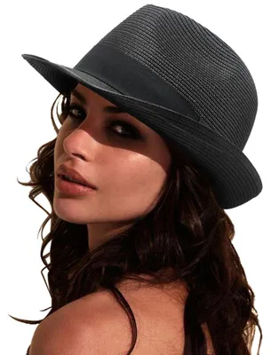 Produktbild von Damen Panama Hut Breiter Krempe Stroh Sommer Fedora Rollbar UV Sonnenhut UPF 50+ Schwarz