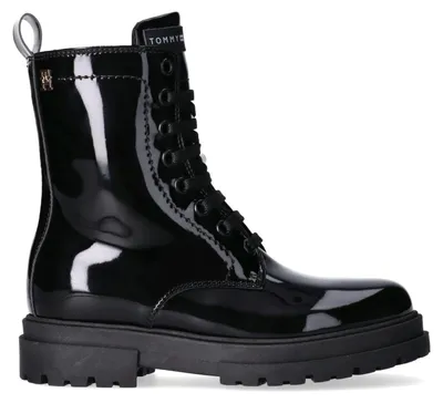 Produktbild von Tommy Hilfiger Lace-up Biker-Stiefel mit Lack-Finish für Mädchen, Kessy, Schwarz