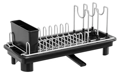 Abtropfgestell für Geschirr, Edelstahl, 41,5×16,5×19,5 cm, schwarz