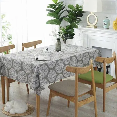 Produktbild von Unyqoos® meioro Tischdecke Grau Retro, Baumwolle & Leinen, rechteckig – Tischdecke 120×120 cm / 140×250 cm für Esstisch, Küche, Wohnzimmer