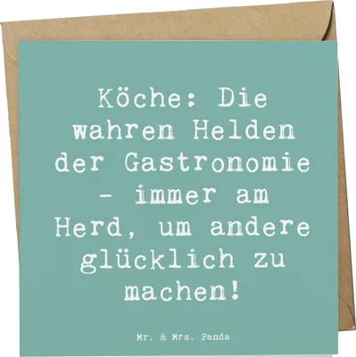 Produktbild von Mr. & Mrs. Panda Glückwunschkarte Spruch Koch Helden - Meeresbrise - Geschenk, faltkarte, Leidenschaft, Berufsgestaltung, Küchenchef, Gastronomie, anlasskarte, Grußkarte