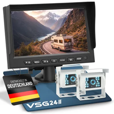 Produktbild von 7" Rückfahrkamera Set CAMPER | mit 2 Kameras für Wohnmobil 120° weiß RVS-24502