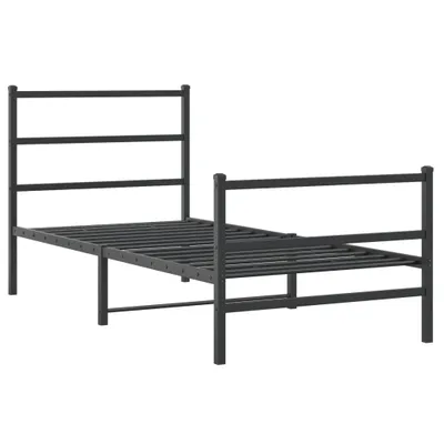 Image de vidaXL Cadre de lit avec tête et pied de lit en métal noir 90x190 cm