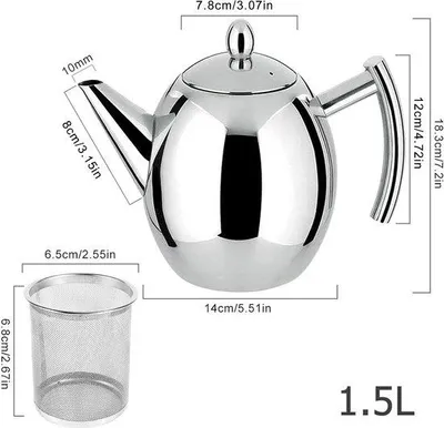 Produktbild von Famanu Teekanne 1,5 l - Edelstahl, doppelwandig, spülmaschinenfest