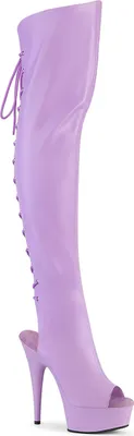 Produktbild von DELIGHT-3019 Pleaser Peep Toe High Heels Plateau Overknee Slipper lavendel Leder Optik