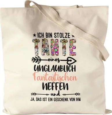 Produktbild von Ich bin stolze Tante Jutebeutel Geschenk Idee Geburtstag Tante Neffe