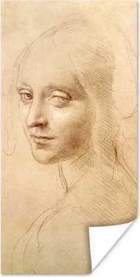 Produktbild von MuchoWow® Poster Skizze - Leonardo da Vinci 60x120 cm - Wandschmuck