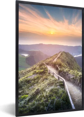 Produktbild von MuchoWow® Gerahmtes Poster Berge - Sonne - Natur 60x90 cm - Poster mit Schwarzem Bilderrahmen Wandposter Rahmen Foto Bilder - Kunst
