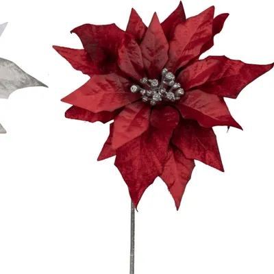 Produktbild von Deko Weihnachtsstern H. 60cm rot silber Formano WA