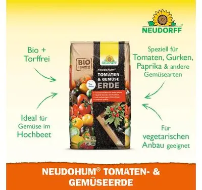 Produktbild von NeudoHum Tomatenerde & Gemüseerde Neudorff 20 L, + torffrei, die optimale Erde für Tomaten, Zucchini, Gurken und a