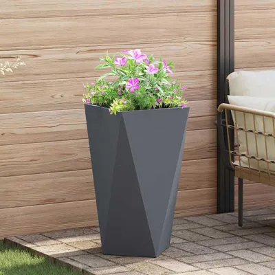 Zdjęcie produktu dla Maison Exclusive – donica na rośliny antracytowa 40 x 40 x 75 cm stal