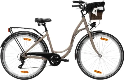 Produktbild von Goetze Mood 28 Zoll City Bike, 18 Zoll Aluminum Rahmen, 7-Gang Shimano Tourney, V-Bremse, LED-Beleuchtung, Komfortsattel, Rattankorb mit Bezug