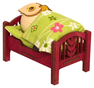 Produktbild von Drechslerei Kuhnert - Mini-Eulen aus Holz - im Bett - ca. 9 x 5,7 x 8 cm - als Dekoration oder Geschenk geeignet