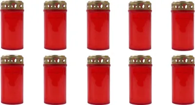 Produktbild von 10x Grabkerze rot Grablicht Gedenkkerze Trauerkerze 3-Tagebrenner Grableuchte