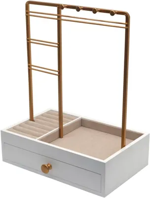 Produktbild von Schmuck-Organizer mit Ständer und Spiegel 20x28x12 cm Weiß