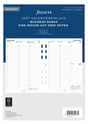 Produktbild von FILOFAX Kalendereinlage 2027 - A5 - 1 Woche = 2 Seiten - weiss - deutsch