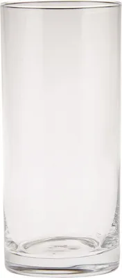 A clear glass tumbler is shown against a white background.