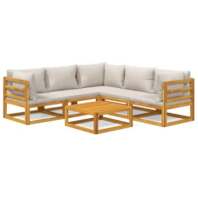Image de vidaXL Ensemble salon de jardin 6 pièces avec coussins gris clair bois massif