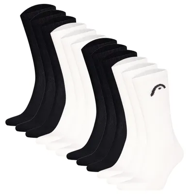 Produktbild von HEAD Uni Socken, 12er Pack - All Sport Training Crew, Sportsocken, Logo 2xSchwarz/2xWeiß 43-46