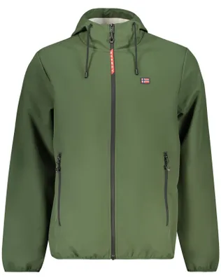 Image de Veste softshell verte à capuche pour homme – coupe-vent et fonctionnelle