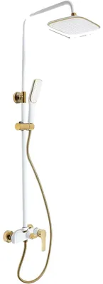 Immagine prodotto di Sistema doccia, altezza regolabile 85-125 cm, soffione a pioggia, doccetta, installazione a parete, ottone e acciaio inossidabile di lunga durata