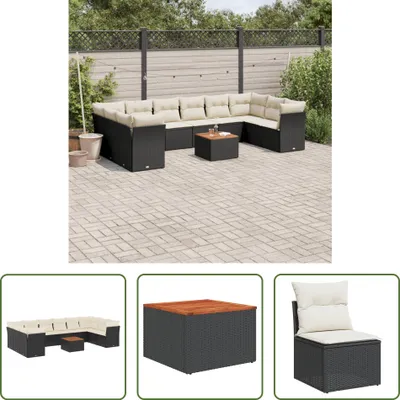 Produktbild von The Living Store 11-tlg. Garten-Sofagarnitur mit Kissen Schwarz Poly Rattan