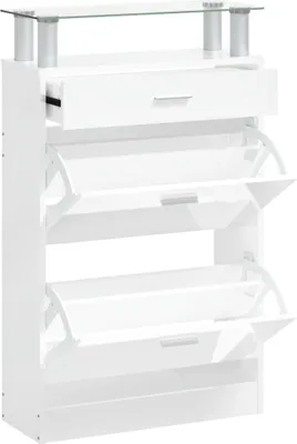 Produktbild von Schuhschrank Hochglanz-Weiß 63x24x104 cm Holzwerkstoff