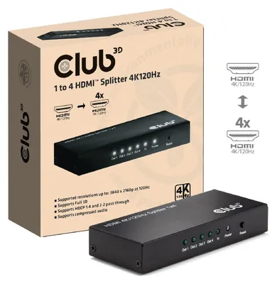 Zdjęcie produktu dla CLUB3D Umschalter, HDMI, 4x HDMI, 3840 x 2160 px, Czarny, 4K Ultra HD, 1.4/2.2